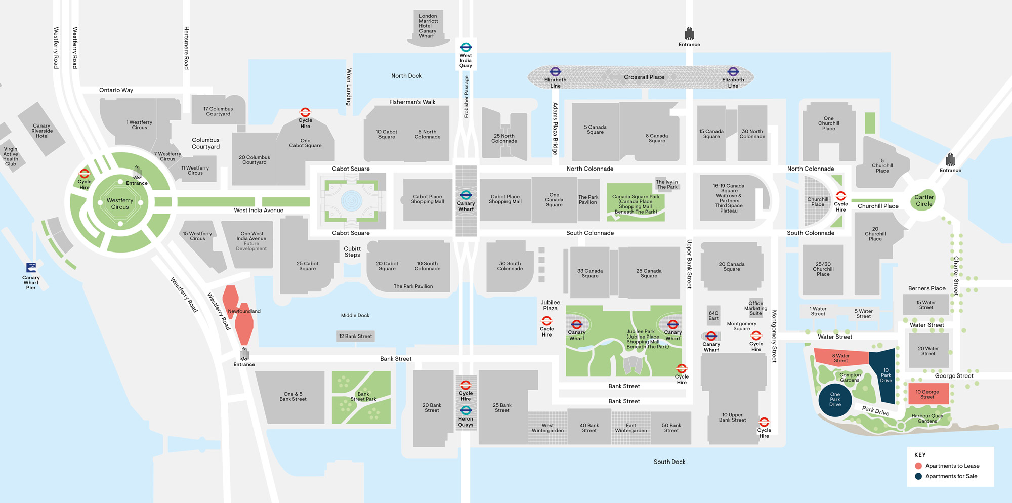 Canary Wharf Living Apartments For Sale And Lease Map 1 00x994 Canary Wharf