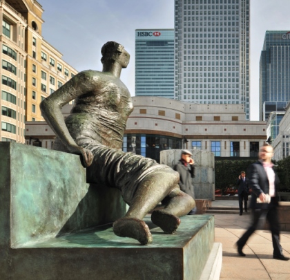 Henry Moore's Draped Seated Woman in Cabot Square