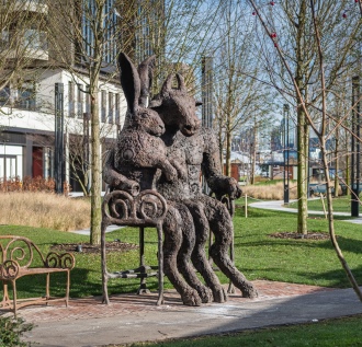 Sophie Ryder: Minotaur and Hare on Bench