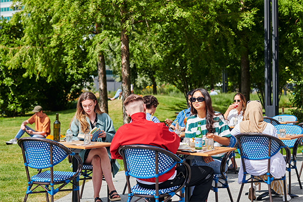 People eating outdoors