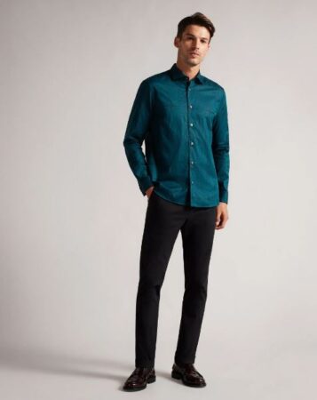 Long Sleeve French Cuff Jacquard Shirt by Ted Baker