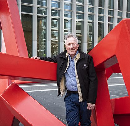 Keith Watson, Public Art Curator in front of Scribbleform