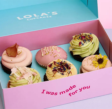 A box of six cupcakes