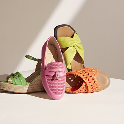 Brightly coloured sandals from Dune London