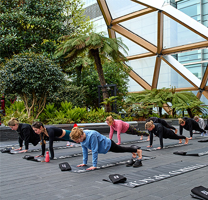 Yoga in Crossrail Place Roof Garden