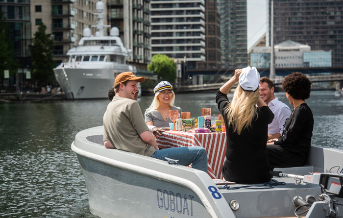 Things to do in Canary Wharf this April, Goboat. Cruise through Canary Wharf, group activity for all ages.