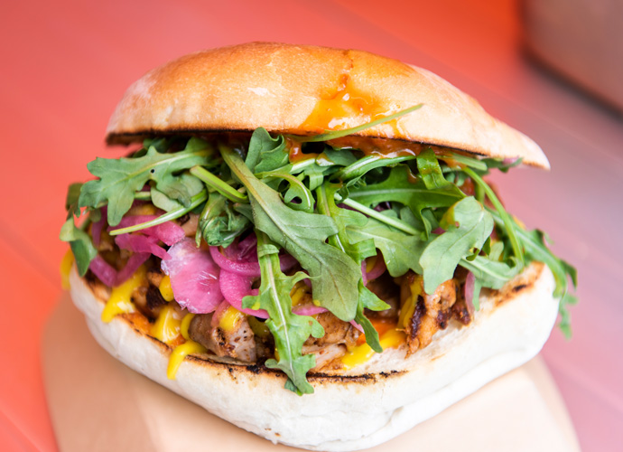 Vibrant lunch market in Montgomery Square