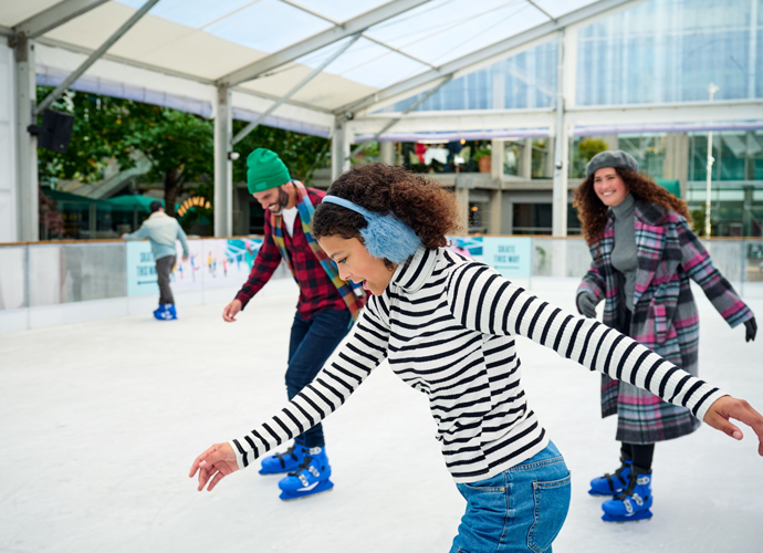 Skating at Ice Rink Canary Wharf