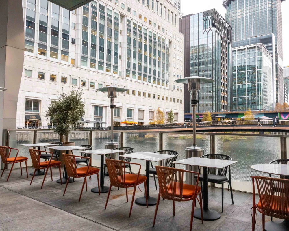 terrace overlooking water