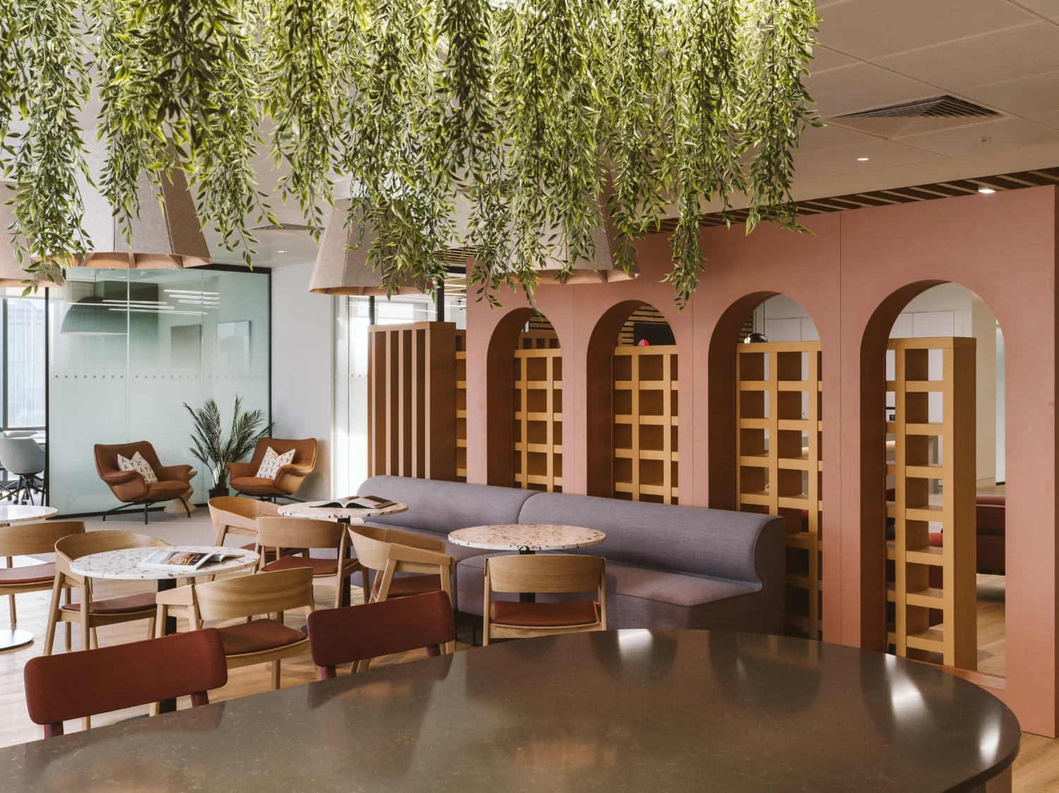 Chaires, sofas and tables in a waiting room area