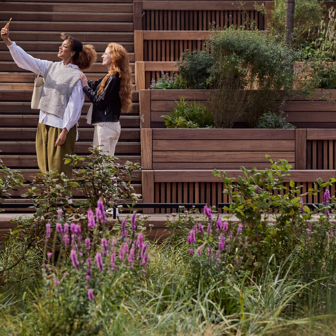 People taking selfie on the decking
