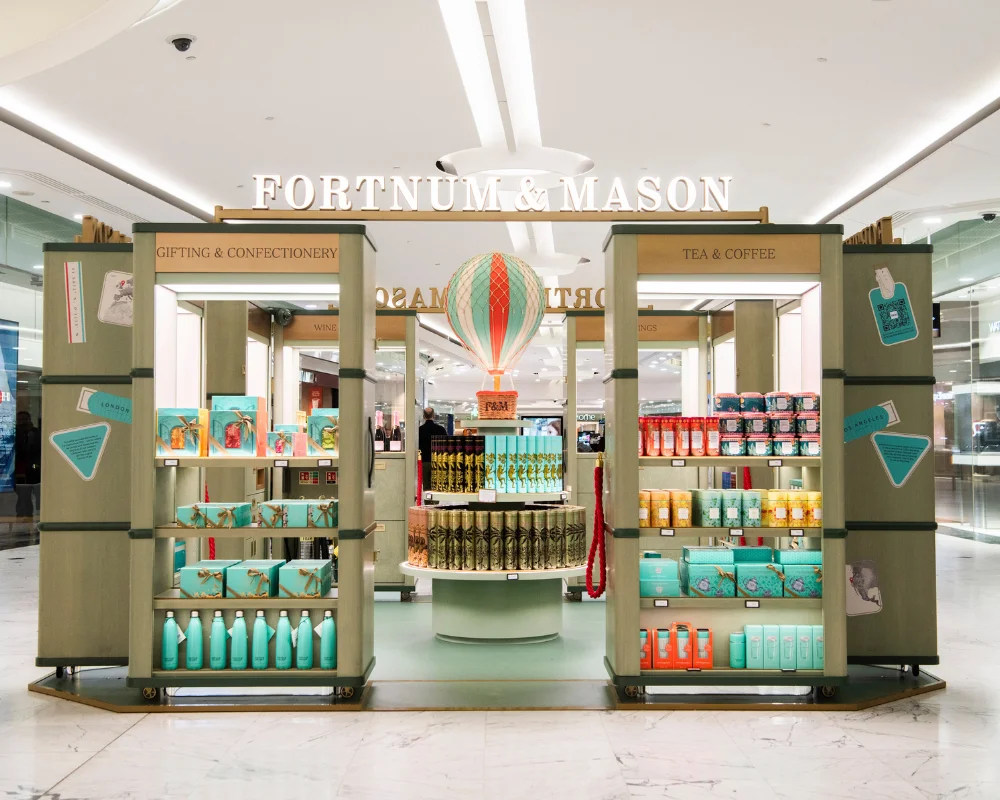 Front of Fortnum and Mason Pop Up Canary Wharf