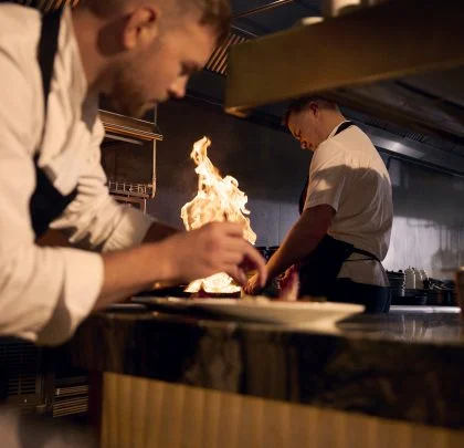 Jack Croft and Will Murray, stoking a fire in the belly at Roe.