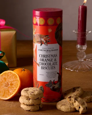 chocolate and orange biscuit tin