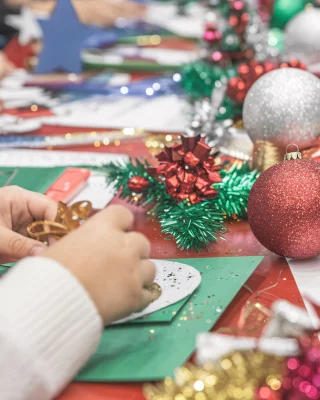 Child making christmas card