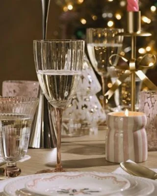 table with glass and champagne