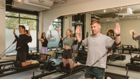 people doing pilates exercises