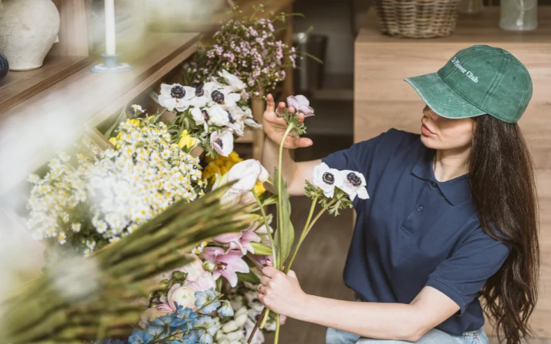 women picking flowers