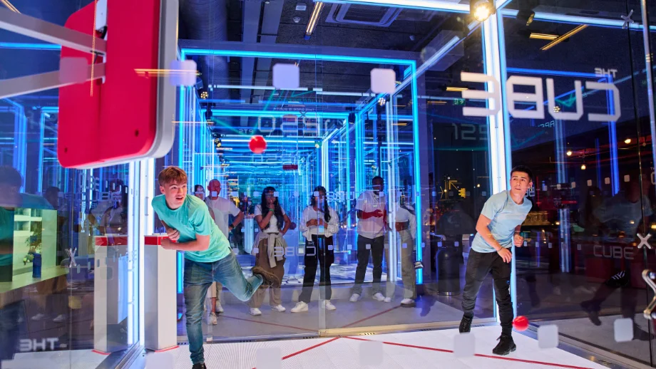 People playing the cube