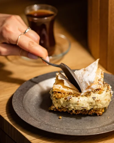person cutting into a cake
